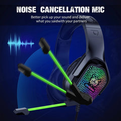 Gaming Headset Over-ear 3.5mm LED Light Stereo Bass Game Headphones with Mic for PC Laptop Gamer