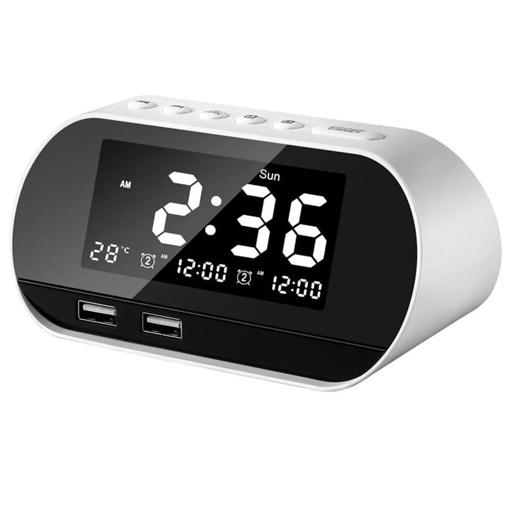 Dual USB LCD Digital Snooze Sleep Dimmer Alarm Clock For Bedrooms with Fm Radio