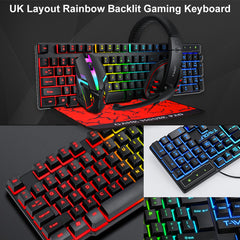 4-in-1 Keyboard Mouse Headset Mouse Pad Set Gaming Kit