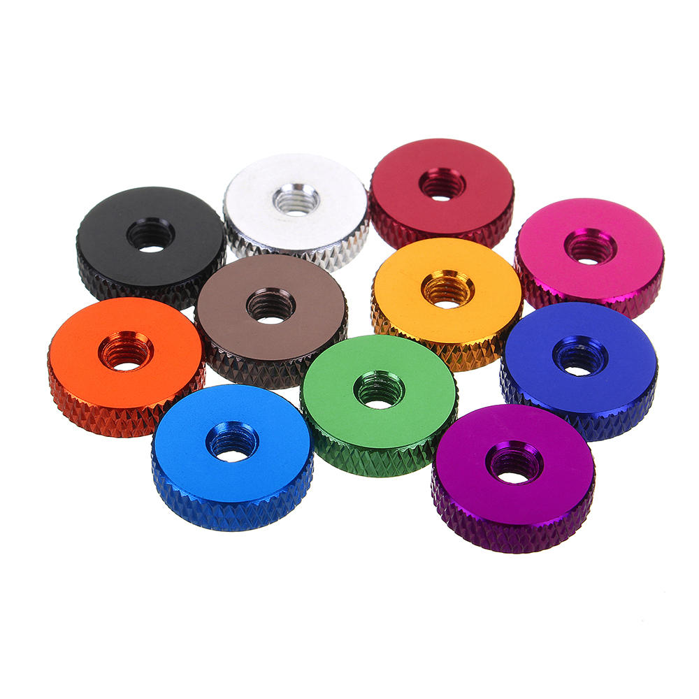 M4AN3 10Pcs M4 Manual Knurled Thumb Screw Nut Spacer Flat Washer Aluminum Alloy Multicolor