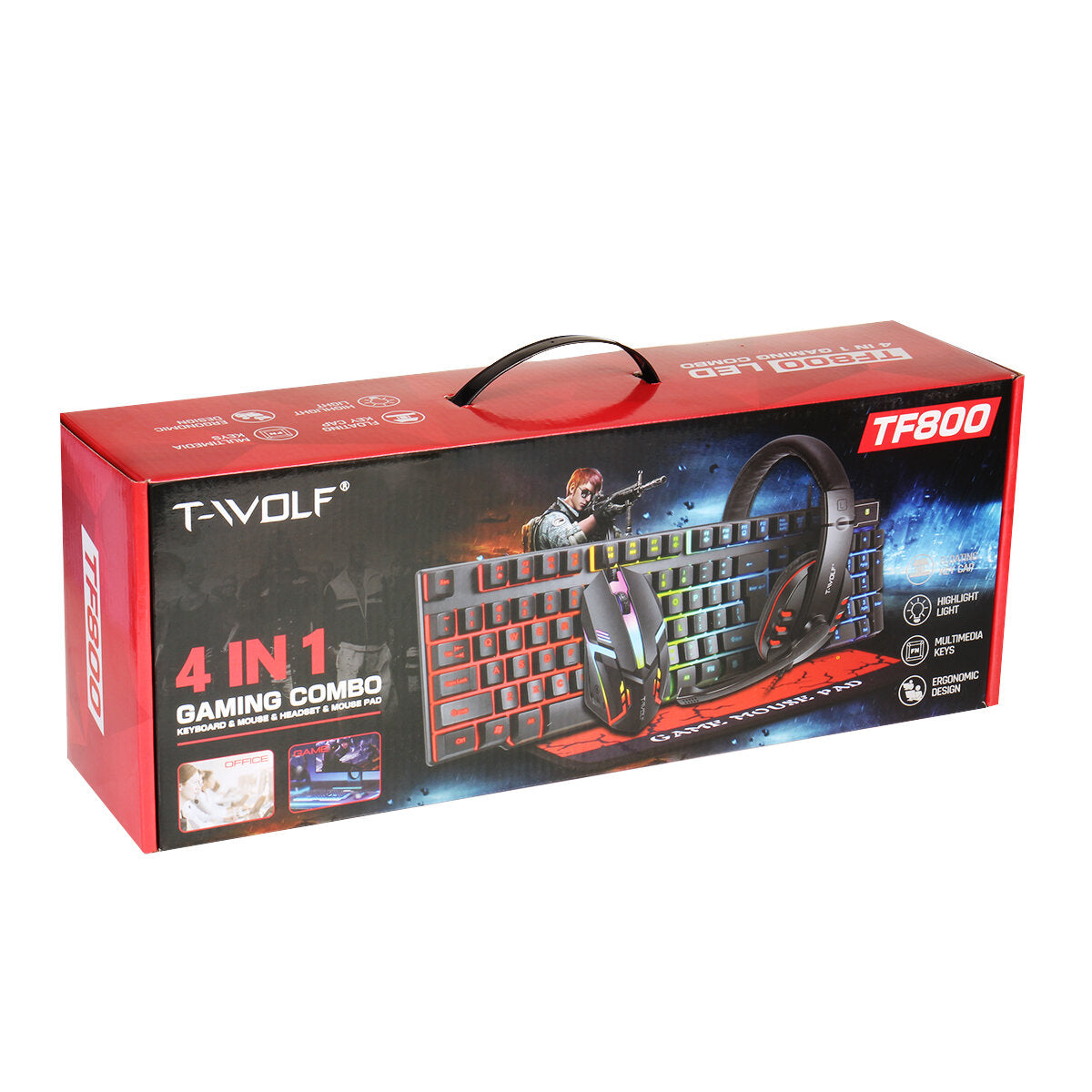 4-in-1 Keyboard Mouse Headset Mouse Pad Set Gaming Kit