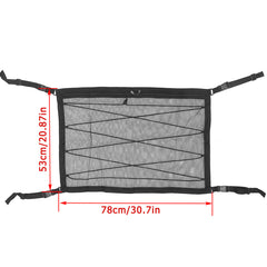 Double-Deck Foldable Car Roof Ceiling Cargo Net Mesh Storage Bag Pockets Pouch Universal 78x53cm For SUV Van