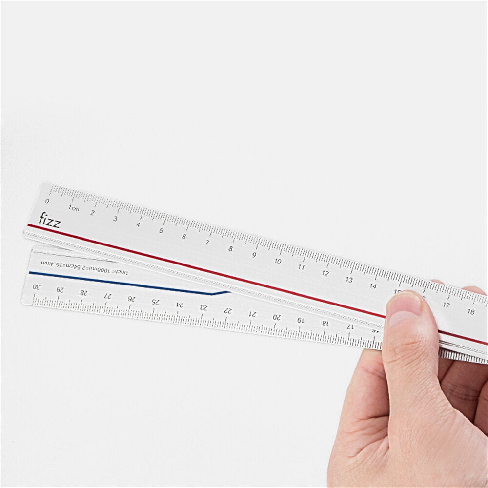Frosted Metal Ruler Aluminum Alloy 30cm Scale Red/ Blue Random Color Ruler School Office Mapping and Measuring Tool