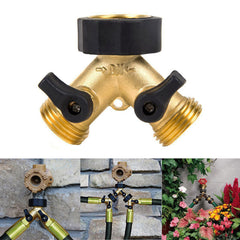 3/4 Inch 2 Way Brass Hose Faucet Manifold Garden Tap Splitter Water Segregator Pipe Divider Switcher Control Shut Off Valve Y-Type Ball