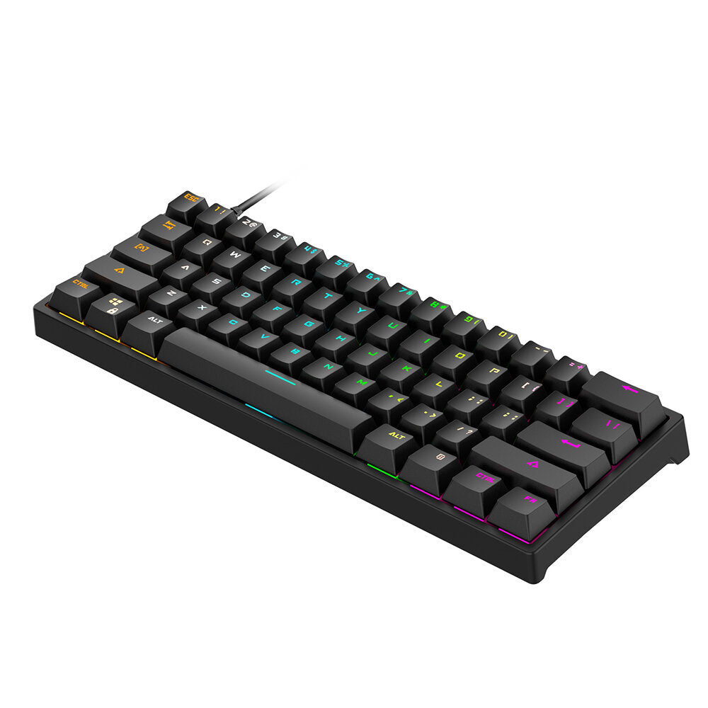 Mechanical Keyboard 61 Keys Compact Blue Switch Cherry Profile RGB Backlit USB Wired Waterproof Gaming Keyboard