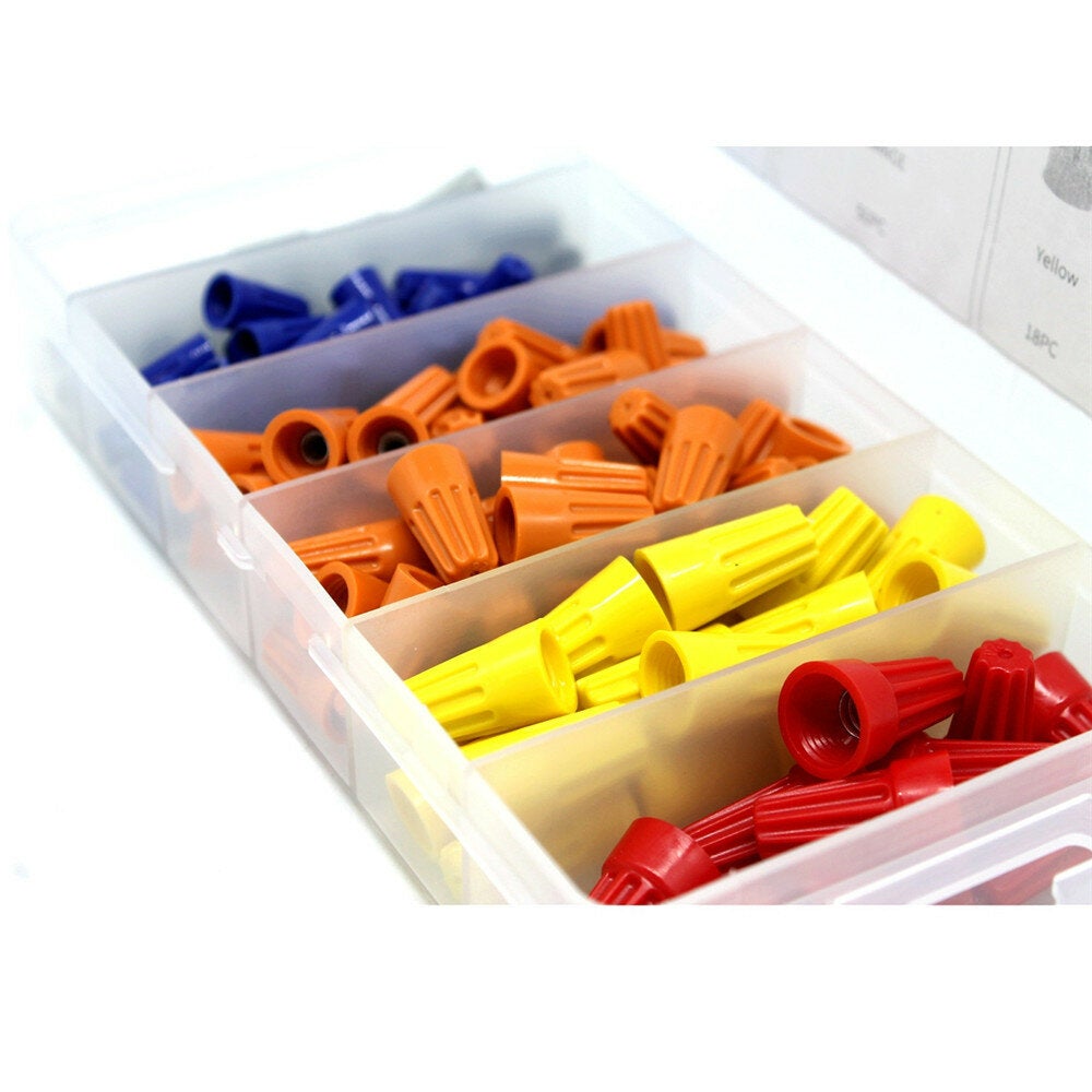 158pcs Wire Connector Terminal Twist Electrical Nut Spring Cap Assortment Set Kit