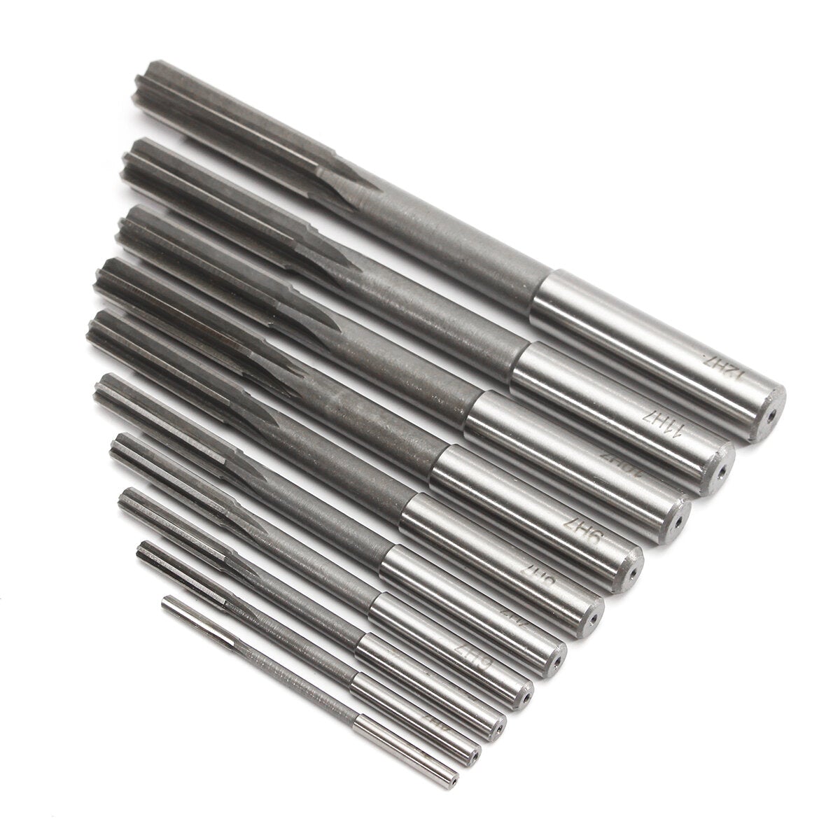 10pcs 3-12mm HSS Machine Reamer Set H7 Straight Shank Milling Chucking