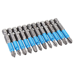 12pcs Screwdriver Bit 1/4 Inch Hex Shank Anti Slip PH2 Phillips Magnetic Impact Screwdriver Bits