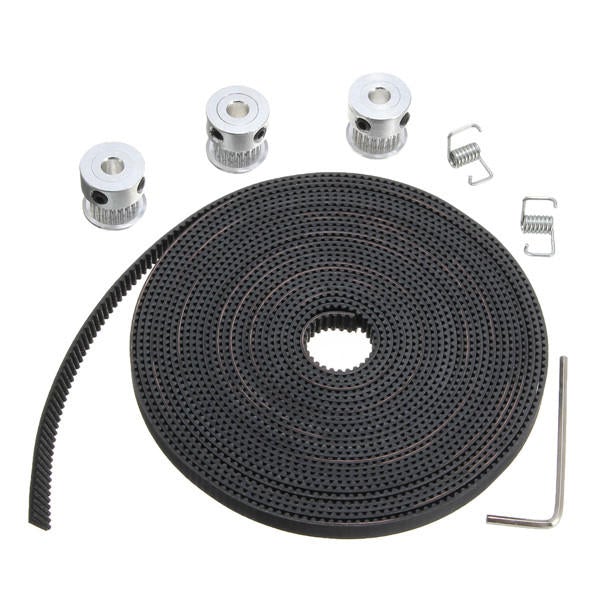 5m Timing Belt with 3pcs 5mm Bore Pulley and 2pcs Belt Locking Spring