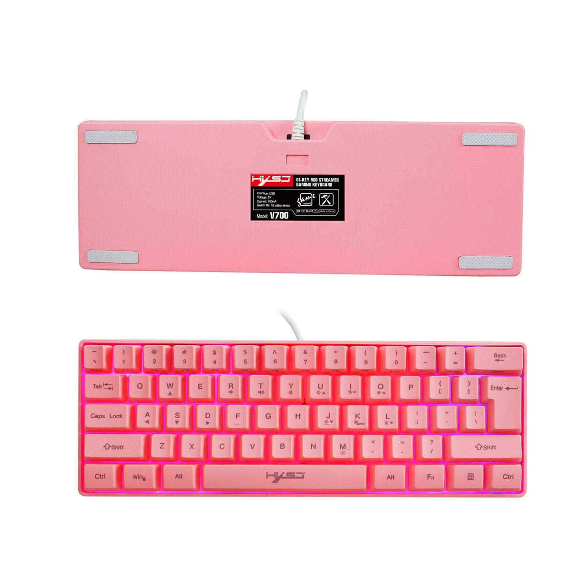 Wired Keyboard 61 Keys USB Wired RGB Backlit Gaming Keyboard for Office Gamers