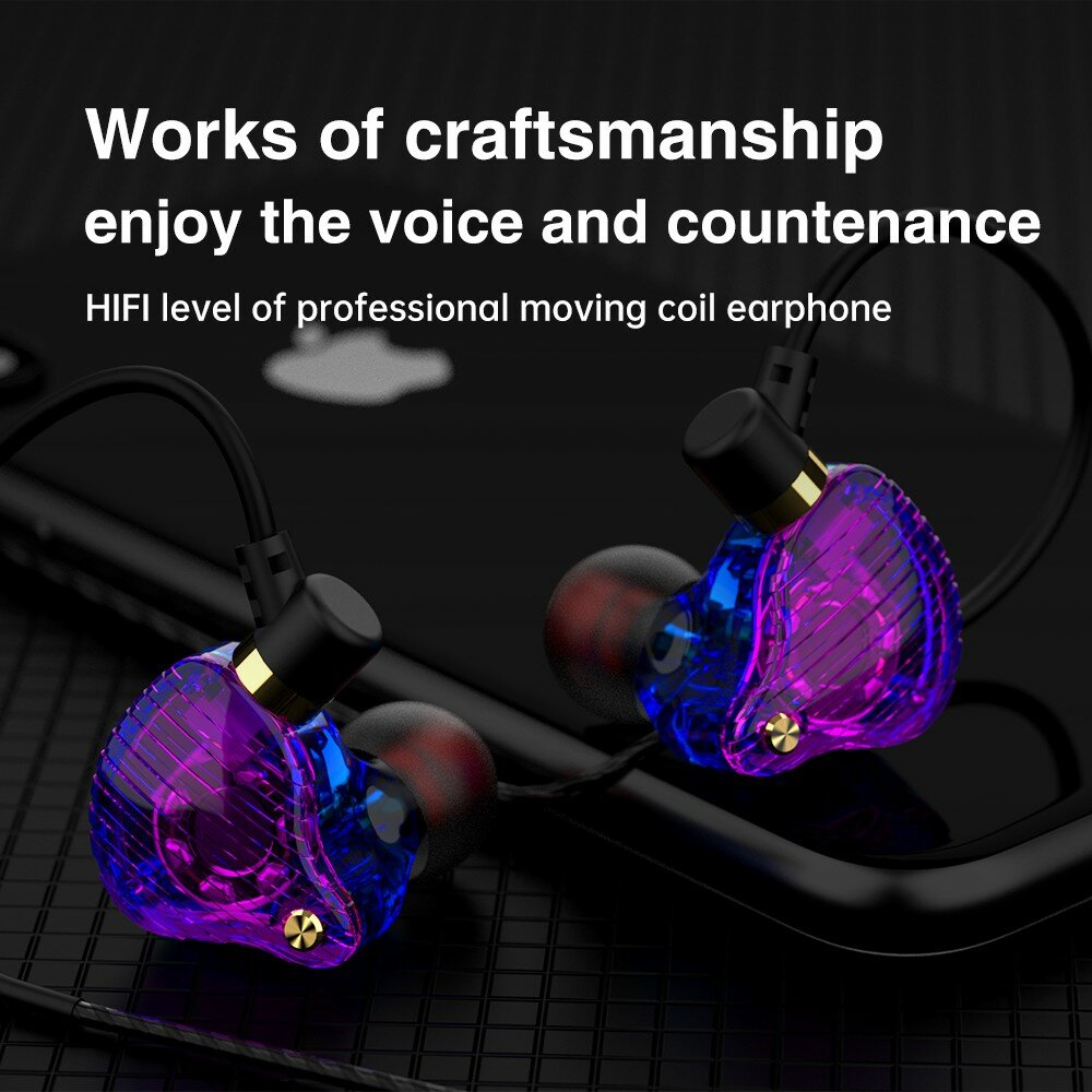 Wired Earphone HD Noise Reduction 11.6MM Dynamic Diver In-Ear Earbuds Sport Gaming Wired Headphones with Mic