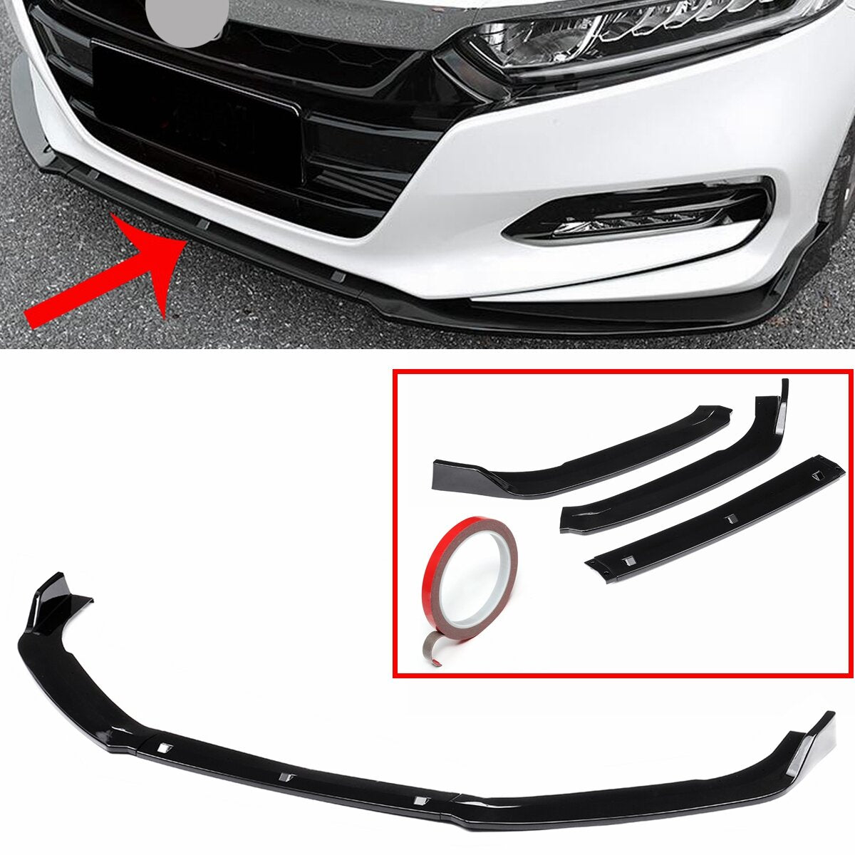 3PCS Designed Front Bumper Lip Splitter Lower Chin Car Spoilers
