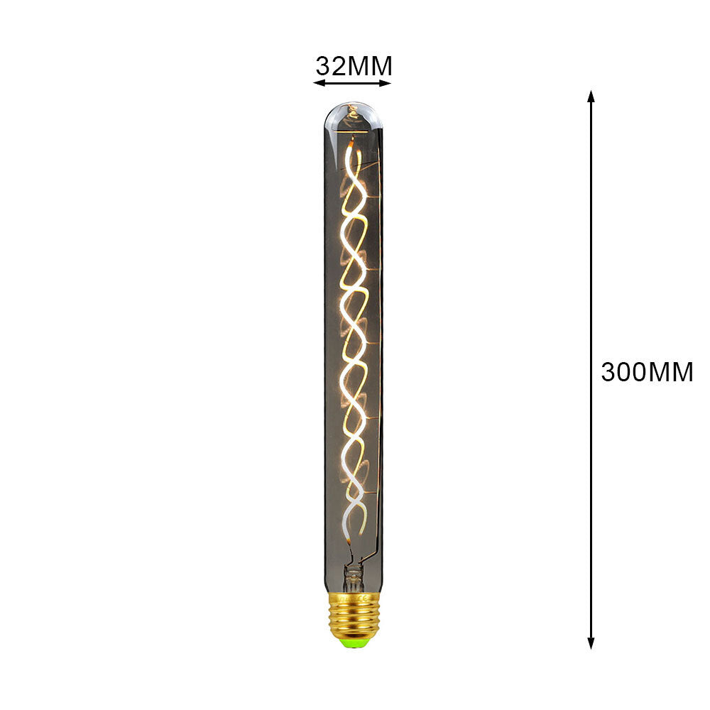 2700K 4W Dimmable LED Incandescent Light Bulb Retro Smoky Gray Glass Flute Shape Edison Bulb Filament Lamp