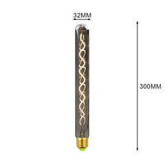2700K 4W Dimmable LED Incandescent Light Bulb Retro Smoky Gray Glass Flute Shape Edison Bulb Filament Lamp