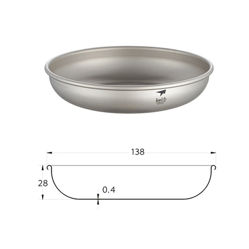 250/300/400/450ML Titanium Plates Tableware Dishes Ultralight Portable Outdoor Camping Picnic Travel
