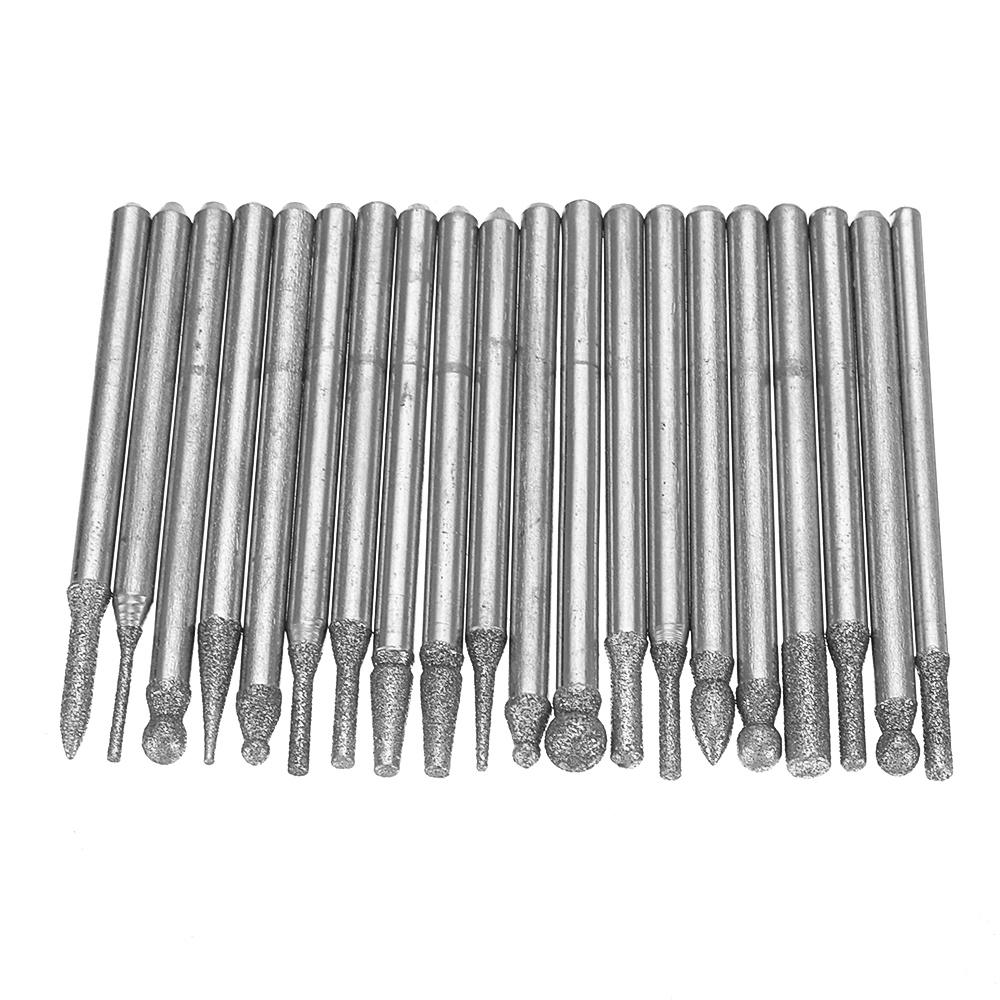 20pcs 3mm Shank Diamond Burrs Set Abrasive Polishing Grinding Head for Dremel Rotary Tool