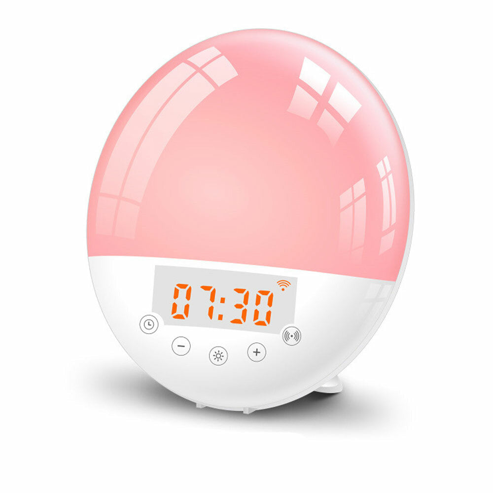 WIFI Sunrise Alarm Clock Light FM Radio Smart Wake Up LED Sunrise Light Tuya APP Control Work with Alexa/Google 7 Colors Sunrise Simulation