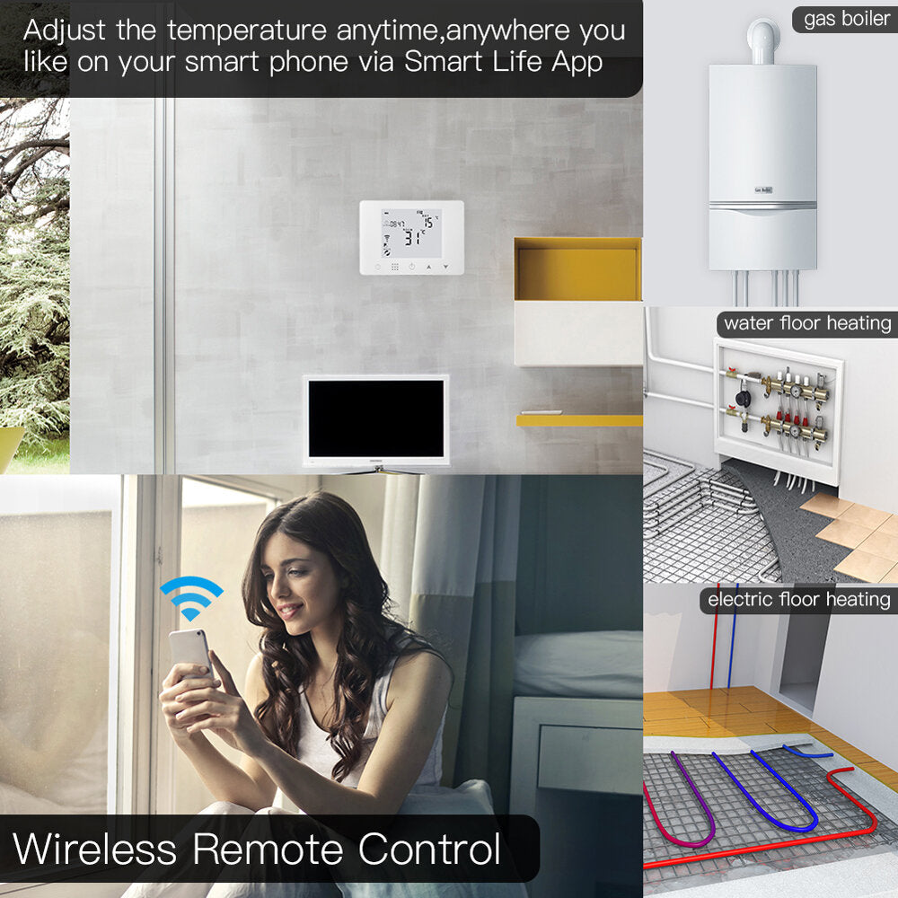 WiFi Smart LCD 5A Wall-Hung Gas Boiler Water Electric Underfloor Heating Temperature Controller Digital Weekly Programmable Thermostat Wall Mounted