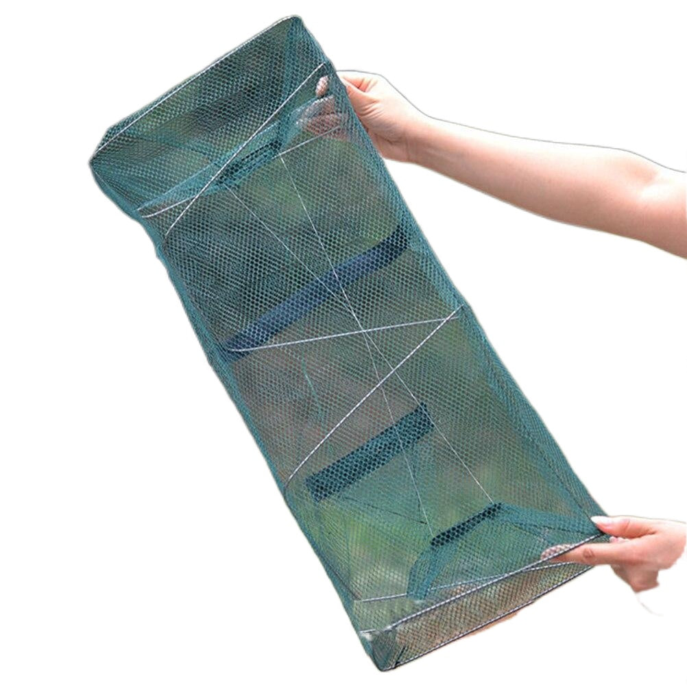 Portable Fishing Net Fish Shrimp Mesh Cage Cast Trap Foldable Tackle Zipper