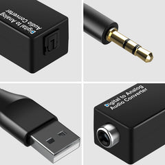3.5mm Audio Converter DAC Digital to Coaxial Analog USB Decoder Adapter Jack Optical Fiber Converter for HDTV DVD