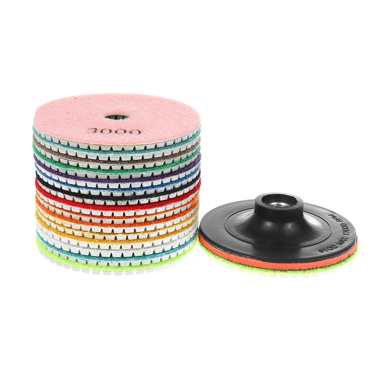 17pcs 4 Inch 30-800 Grit Diamond Polishing Pads Set for Marble Granite Stone Concrete