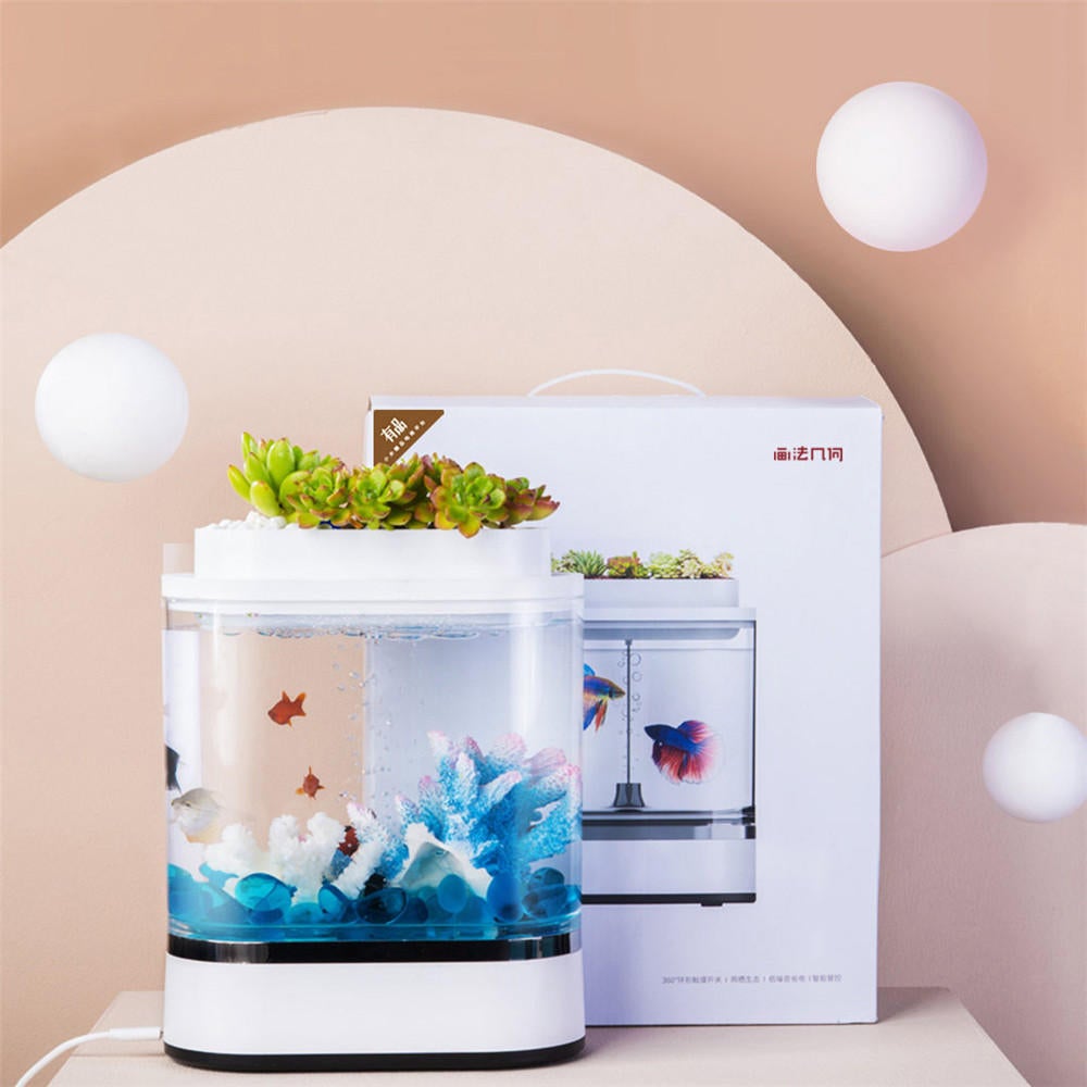 Fish Tank USB Charging Self-cleaning Aquarium with 7 Colors LED Light