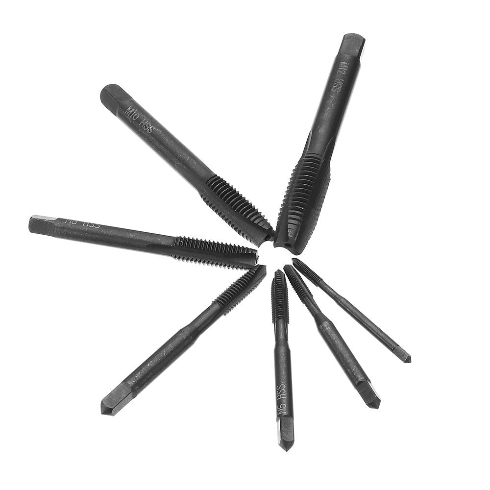 7pcs M3-M12 HSS Nitriding Coated Screw Thread Tap Set Machine Thread Tap Drill