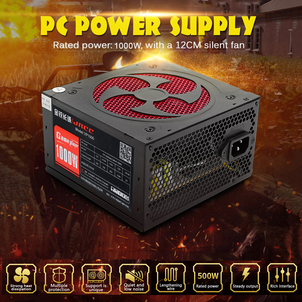 1000W ATX 12V 2.31 PC Power Supply PFC INTEL ATX12V 2.31 8PIN+2x6PIN LED Fan Computer
