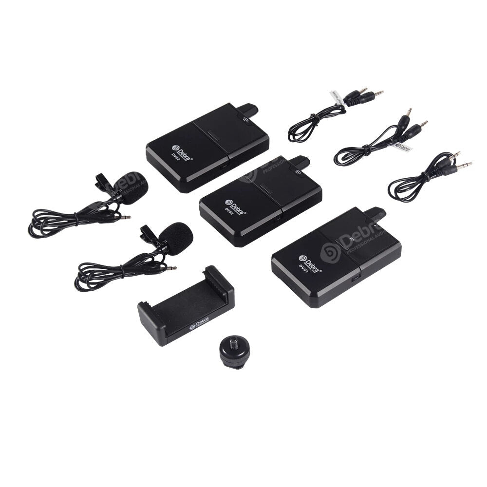 UHF Wireless Lavalier Mic with Monitor Function and Interview Lapel for Smartphone DSLR Camera Webcast