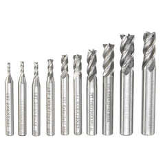10pcs 2-10mm 4 Flute Milling Cutter HSS-Al End Mill CNC Tool
