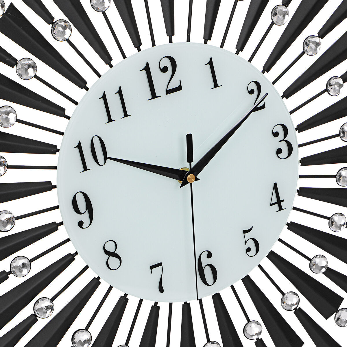 Black/Gold Iron Wall Clock Geometric Diamond Wall Clock without Battery