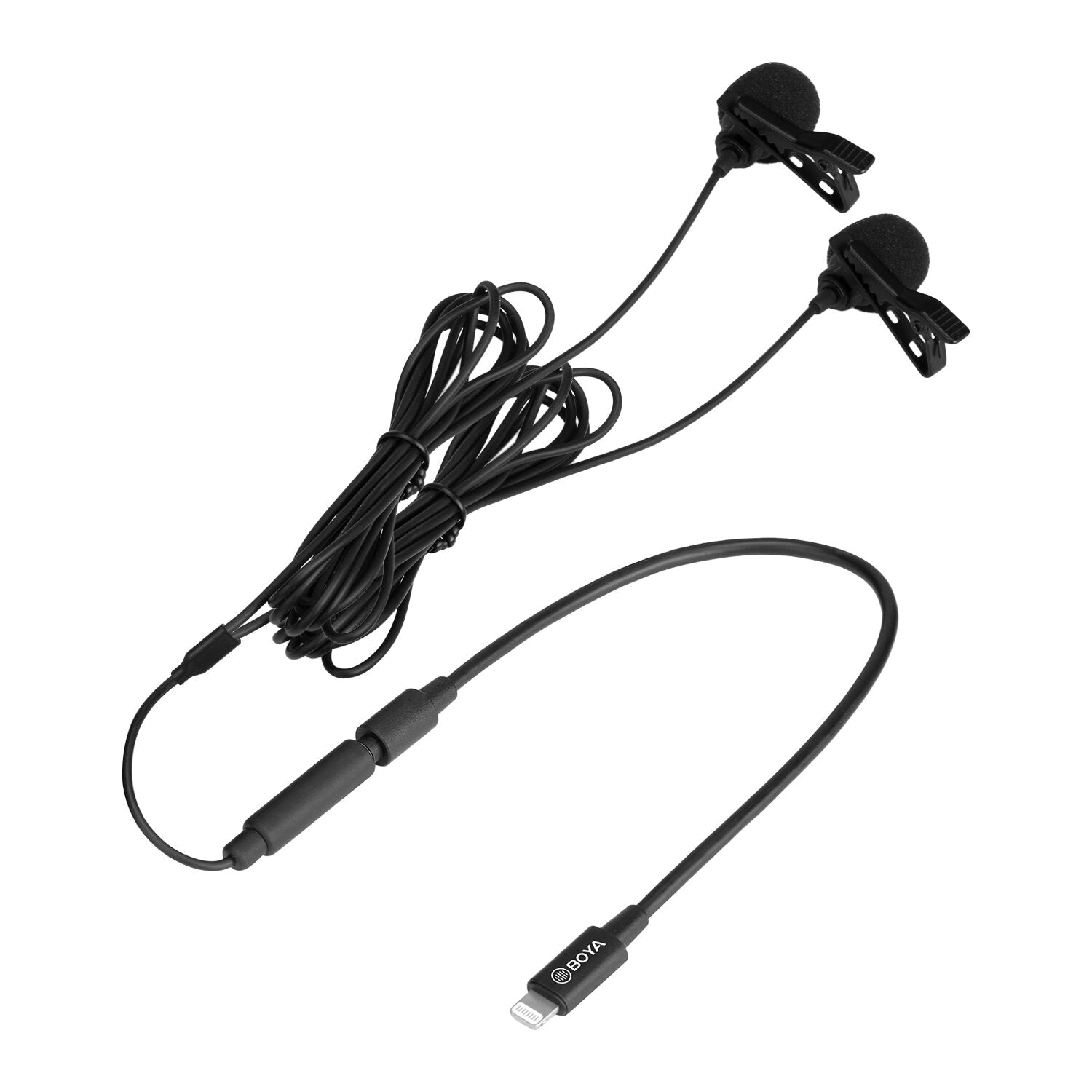 Dual Lavalier Microphone Omnidirectional Digital MFI Video Mic for iPhone 11 Pro Xs Max Xr iPad iPod Touch