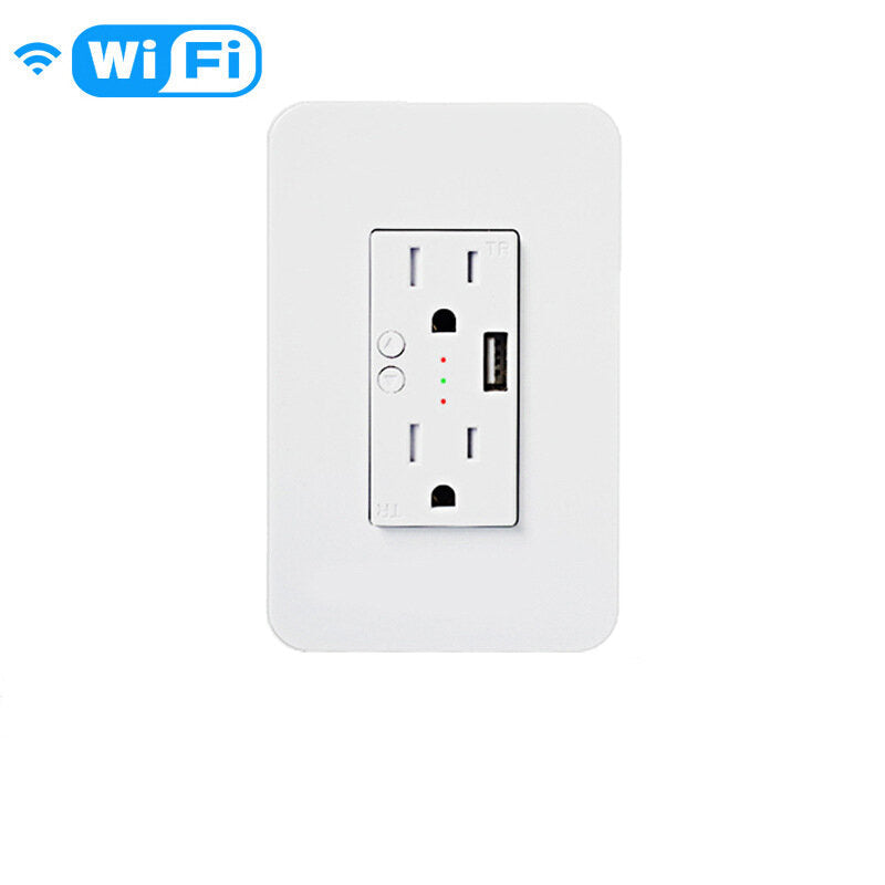 WIFI Smart Wall Socket Remote Control USB Individual Control Voice Control Work with Alexa and Google Home