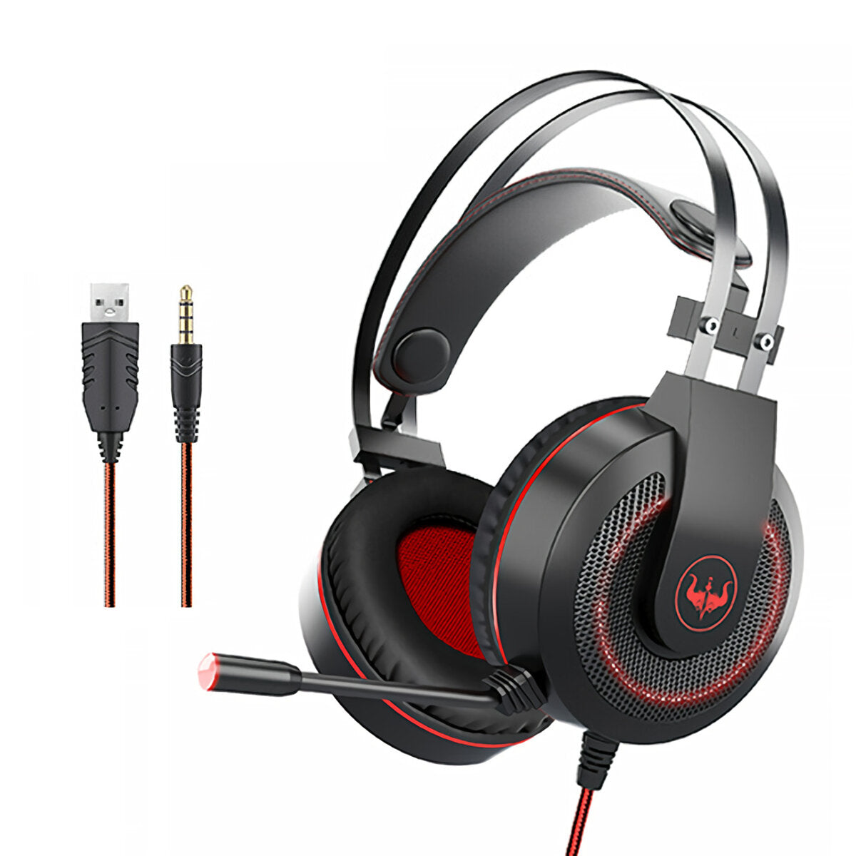 Gaming Headset Wired 3.5mm Jack 50mm Bass Stereo Sound LED Light Headphone with Mic for PS3/4 Computer PC Gamer