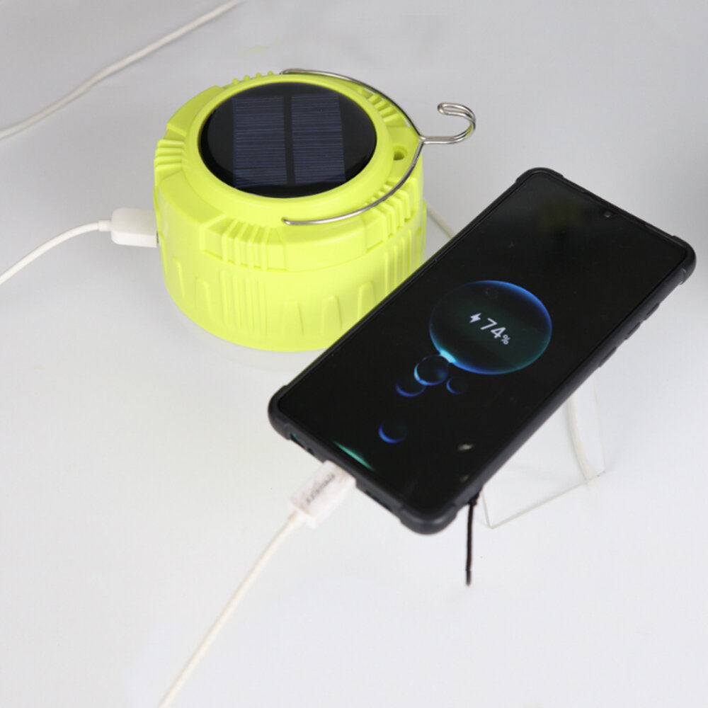 50W 10000K Solar LED Camping Light USB Rechargeable 4 Modes Adjustable Hanging Tent Lamp Power Bank