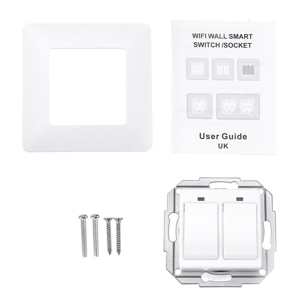 EU Standard 2 Gang Smart Push Button Switch Tuya Wireless Remote Control Work with Alexa Google Home
