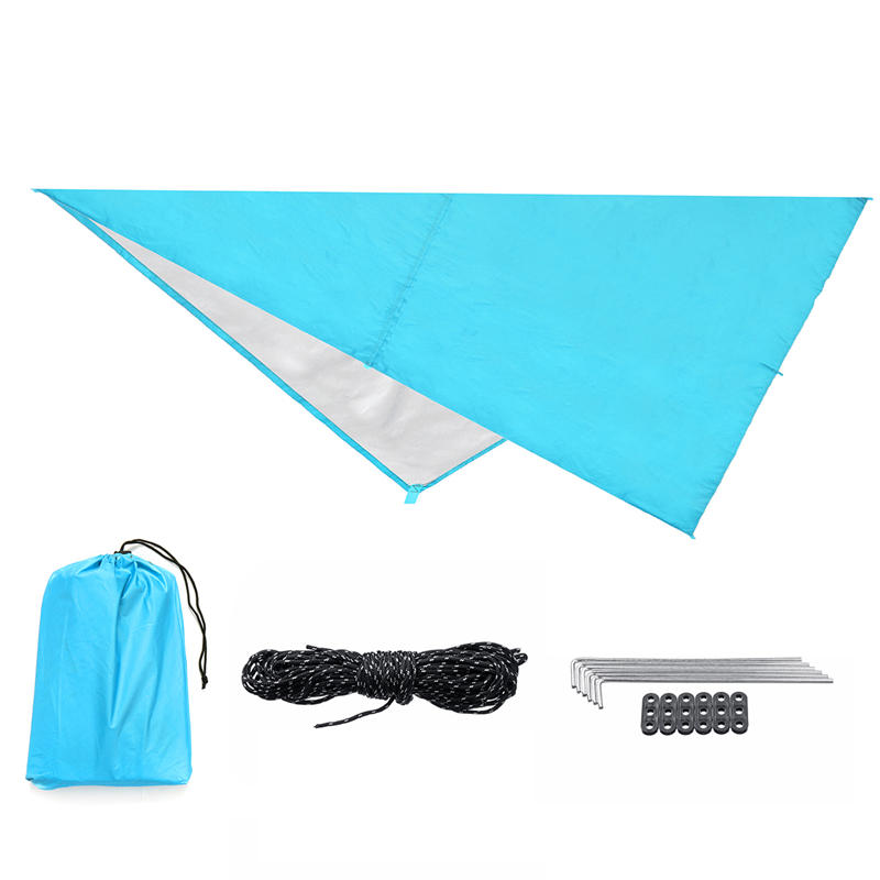 210T Portable Lightweight Outdoor Awning Camping Tent Tarp Shelter Hammock Cover Waterproof Rain Tarp Shelter Tent Sunshade with Bag