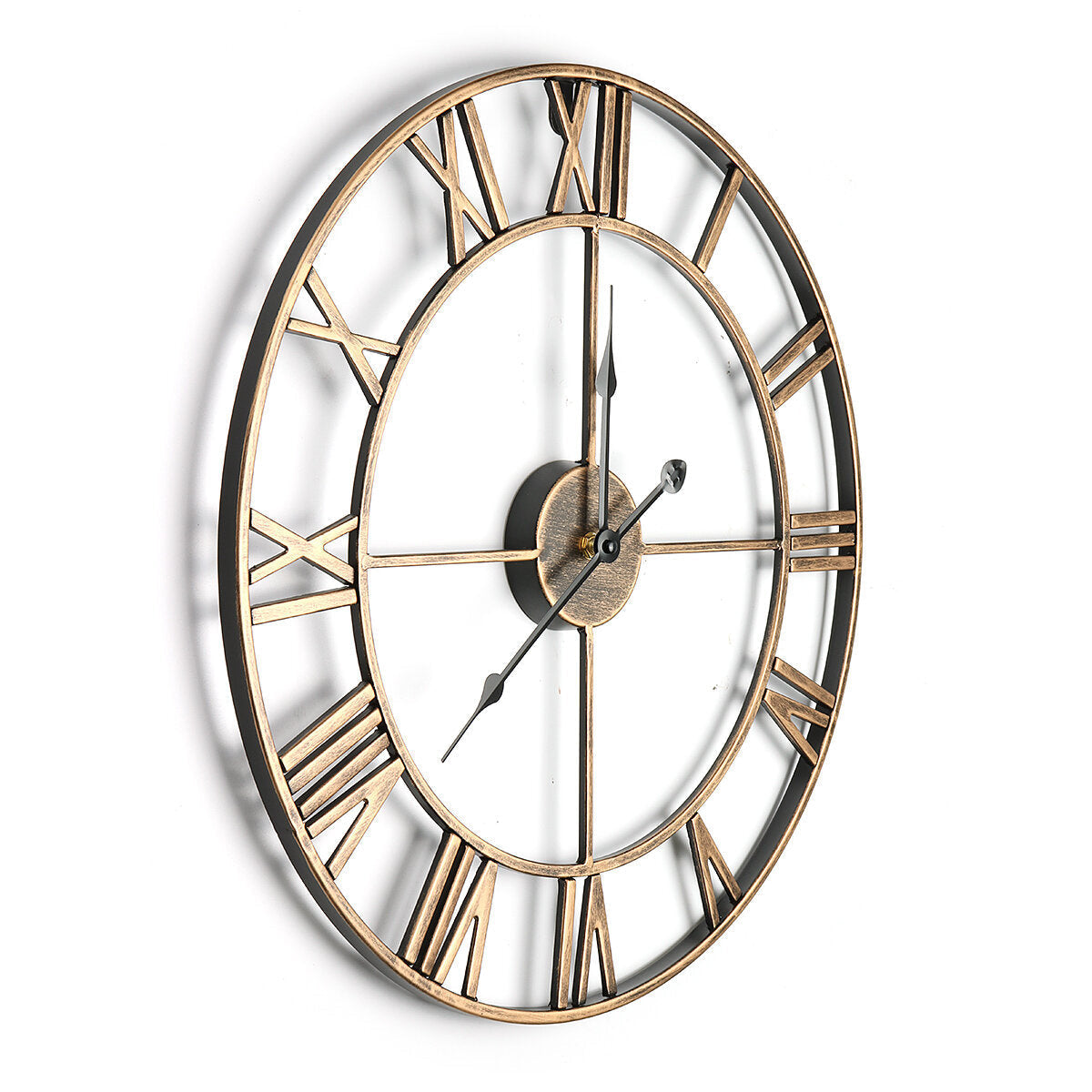Large Skeleton Clock Style Mirroed Wall Clock Shabby Vintage Chic Roman Numerals