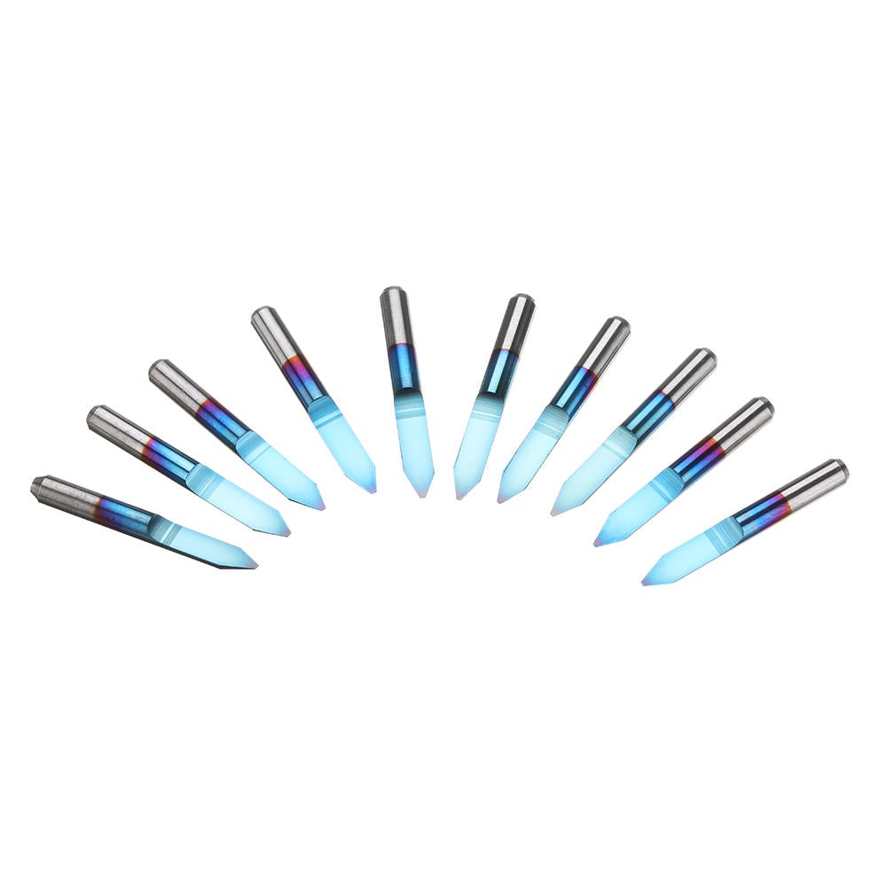 10pcs 0.1/0.2/0.3/0.4/0.5mm 45 Degree Flat Bottom PCB Engraving Bit Blue NANO Coated Carbide CNC Router Tool