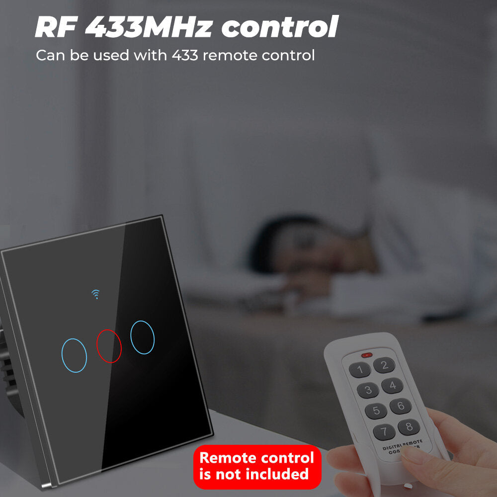 WiFi Light Switch 220V RF433 Remote Control No Neutrual Wire And Have Neutural Wire 2 Way Control Timer Works With Alexa Google Home