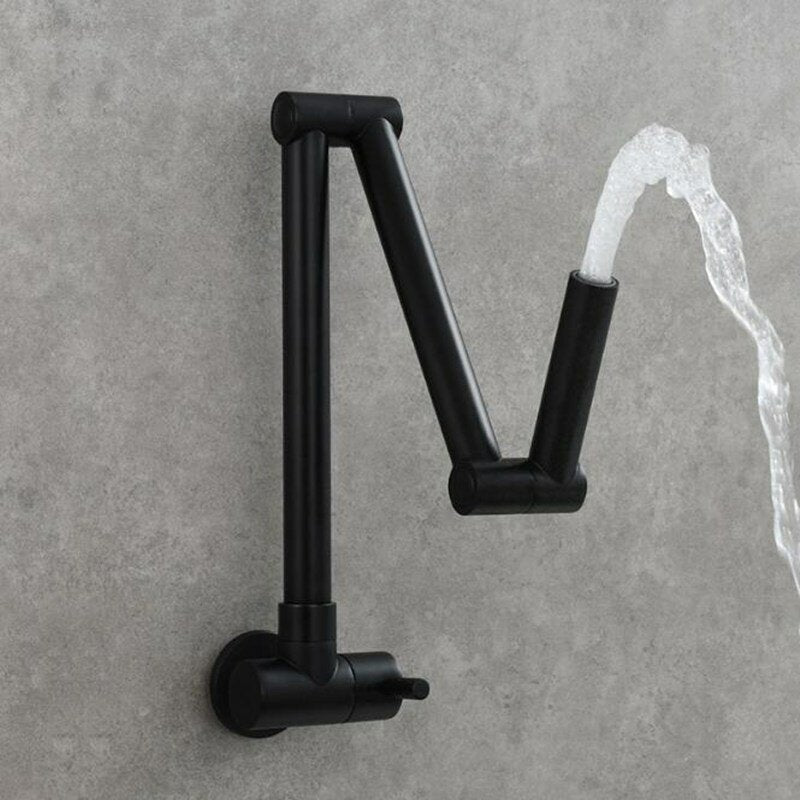 Folding Kitchen Sink Faucet Rotating Extension Single Cold Tap Wall Mounted