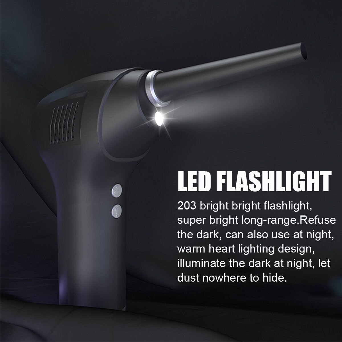 Portable Cordless Vacuum Cleaner 60W 45000Pa Suction USB Rechargeable 15000mAh Battery with LED Ligh for Car Home
