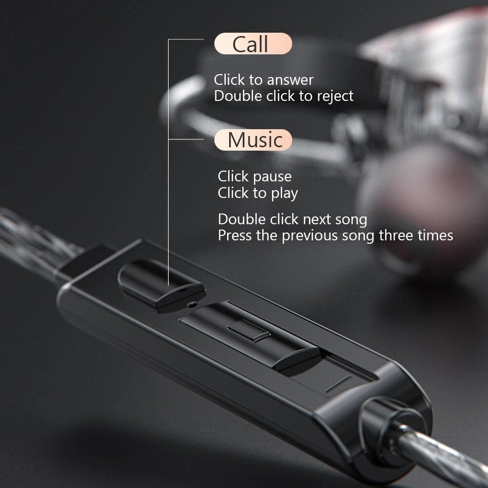 Wired 3.5mm Earphones Sports Noise Cancelling Heavy Bass Earbuds Hi-Fi Music Headset for Mobile Phone In-ear Earphones