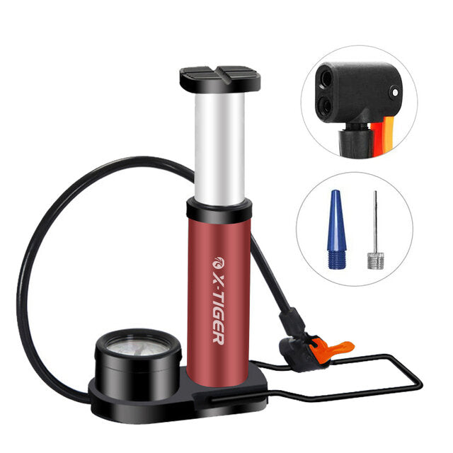 120PSI Bike Pump Mini Portable Bicycle AV FV General Foot Pump with Pressure Gauge Accessories for Ball Car Motorcycles