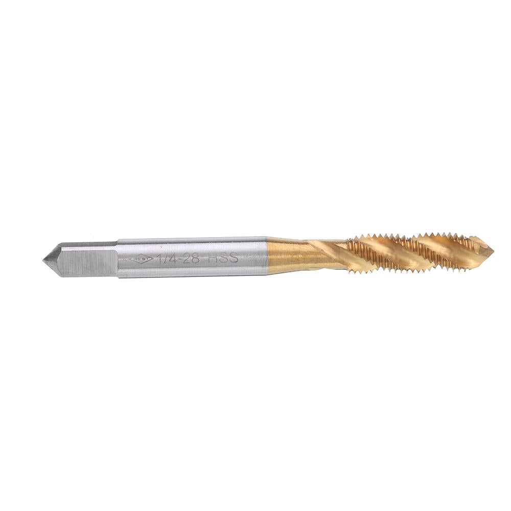 HSS Spiral Flute Hand Tap Imperial Titanium Coated Machine Screw Plug Tap Drill