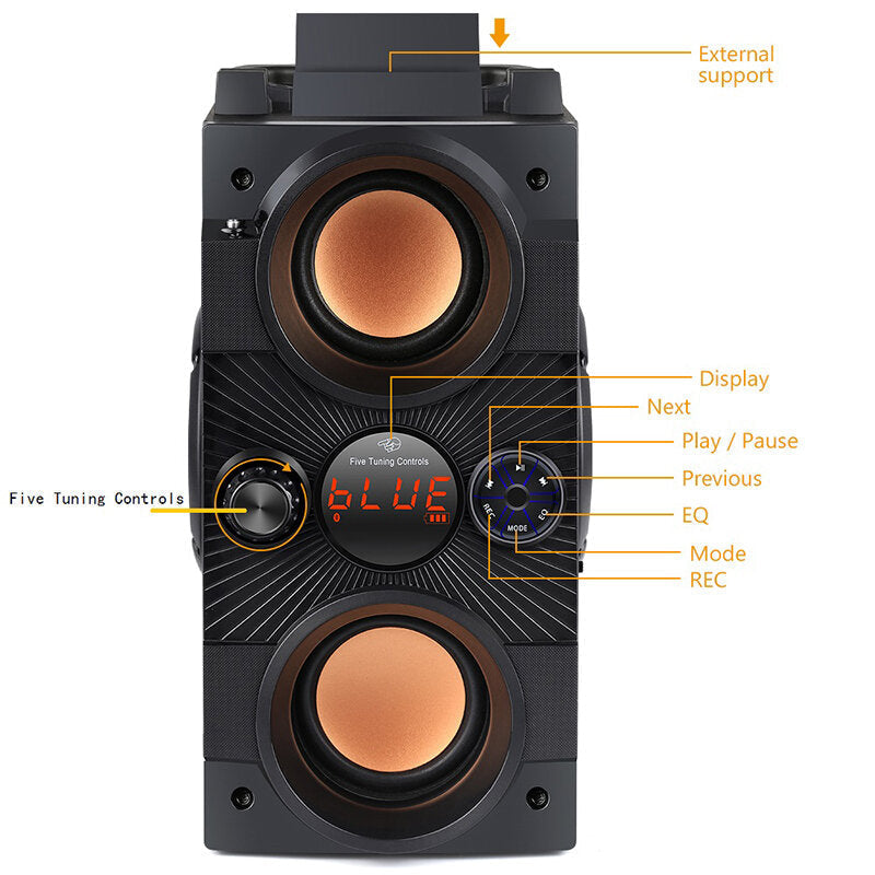 40W Big Power Portable Bluetooth Speaker Outdoor Wireless Subwoofer Boombox Column Sound Music Center Support AUX TF FM Radio