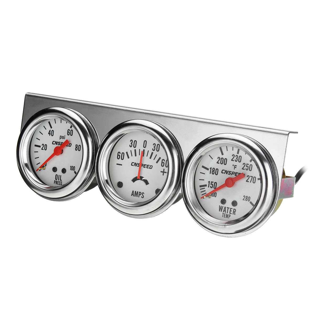 2 Inch 52mm Oil Pressure Water Temp Amp Meter Triple Gauge 3 in 1 Set Chrome Panel