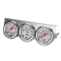 2 Inch 52mm Oil Pressure Water Temp Amp Meter Triple Gauge 3 in 1 Set Chrome Panel