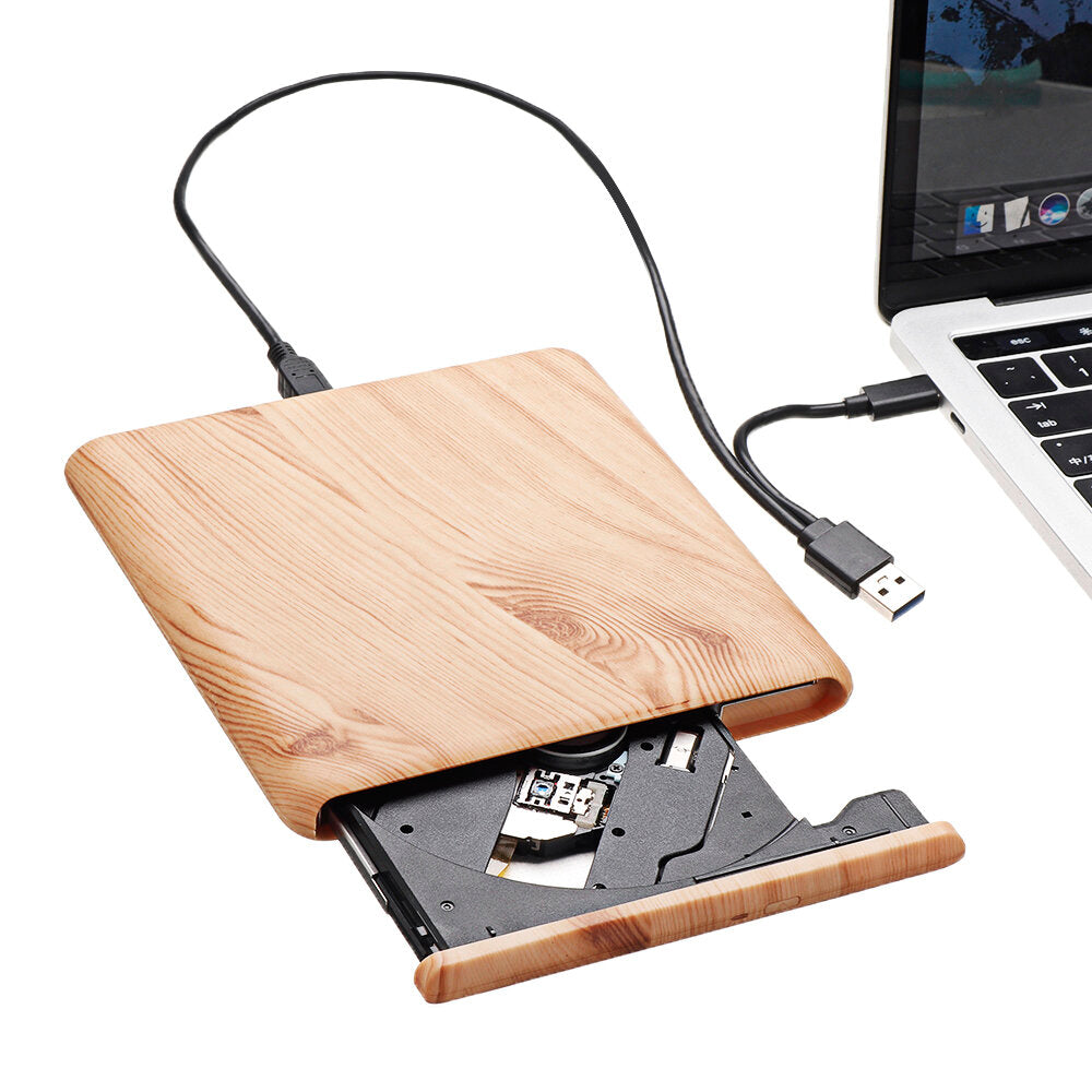 External Optical Drive Wood Grain Type-C Mobile External DVD-RW Burner external USB3.0 DVD/CD/VCD Support WinXP/7/8/10