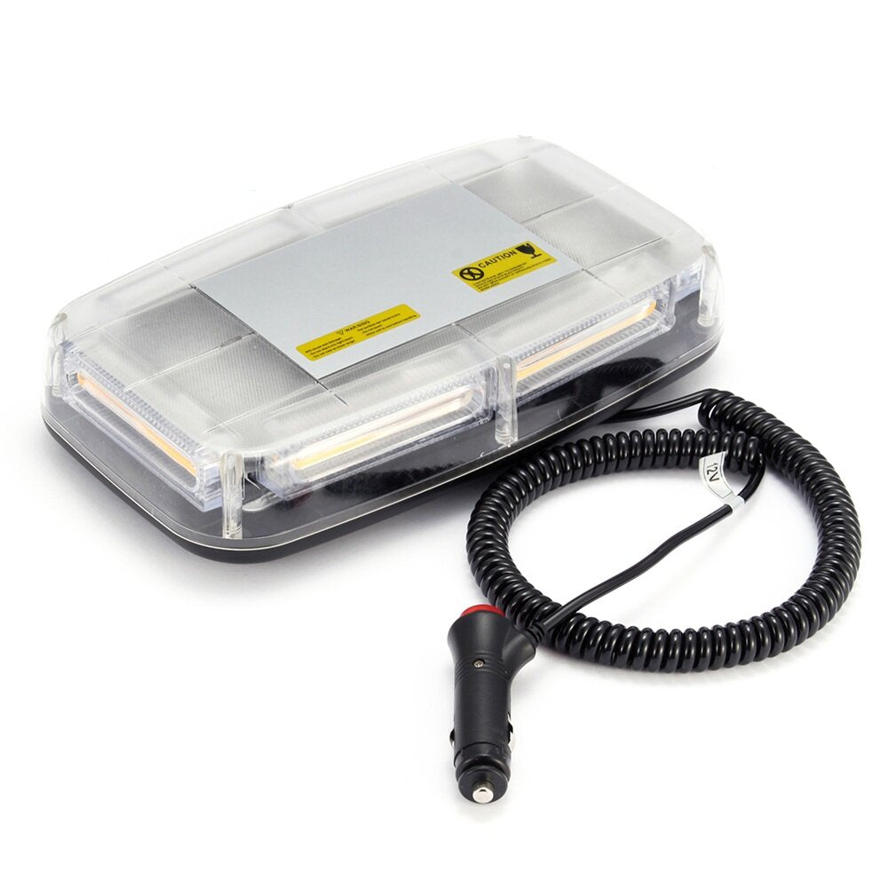 Amber 6 COB LED 18W Enforcement Emergency Hazard Beacon Warning Police LED Mini Bar Strobe Light with Magnetic Base 13 FT Cable